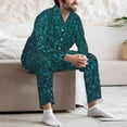thumbnail image 7 of Bingfone Men's Pajama Set 2 Piece Loungewear PJs, Long Sleeve with Pajama Pants- teal sparkling-X-Large, 7 of 7