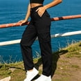 thumbnail image 6 of KIHOUT Womens Multi Pocket Cargo Pants High Waisted Straight Leg Solid Color Casual Hiking Pants with Flap Pockets Outdoor Trouser Slim Fit, 6 of 7