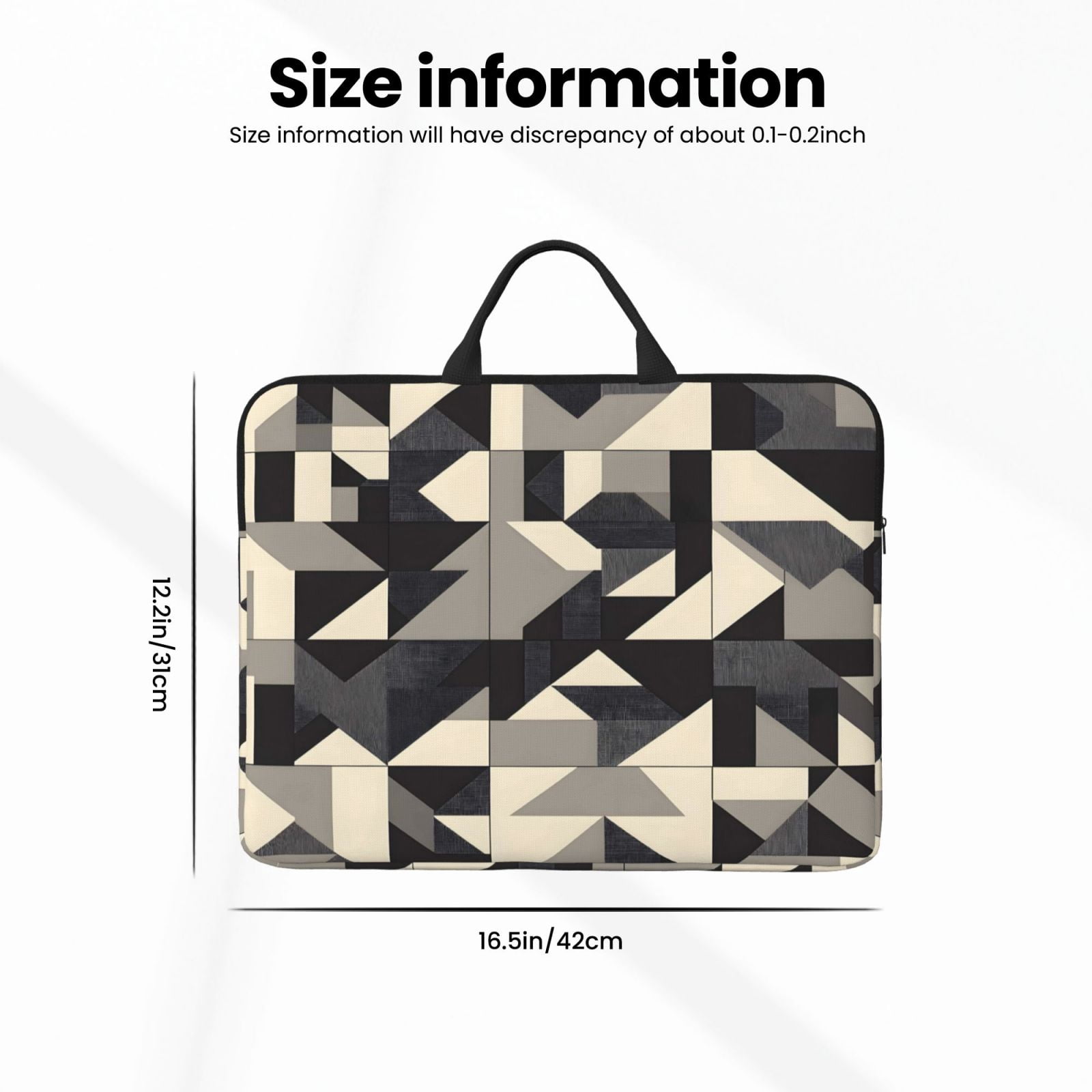 Laptop Sleeve Bag For Women Men 14inch Waterproof Durable Protective Computer Carrying Cover Handle Laptop Case Bag Dark Gray Geometric Patterns_1 (4)