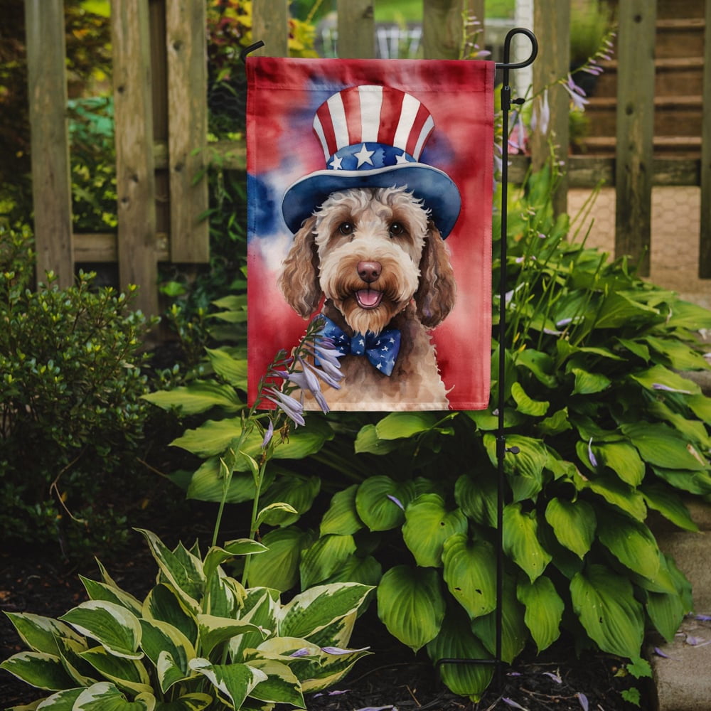 Labradoodle Patriotic Garden Flag 11.25 in x 15.5 in