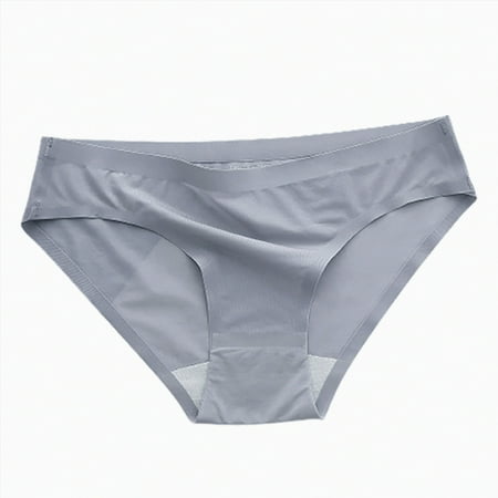 Meiodtion Underwear for Women Comfort Seamless No Show Thong Panty Banded Waist Waistband Stretchable Panties  Grey  M