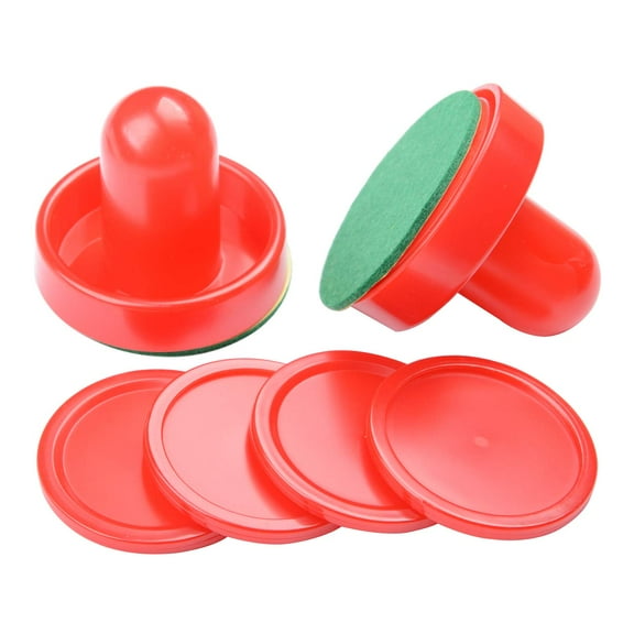 Holzlrgus Great Goal Handles Pushers Replacement Accessories for Game Tables - 2 Red Air Hockey Pushers and 4 Red Pucks for Children