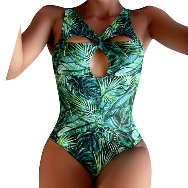 Women's One Piece Bathing Suits Bikini Flower Printed Tummy Control Swimsuits for Big Busted