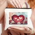 thumbnail image 2 of Pratyus Tote Bag Valentine Gift Pink Love Cosmetic Bag with Hearts Flowers Romantic Theme for Women Friends Travel Essentials Ladies Accessories Travelling Stuff White, 2 of 6