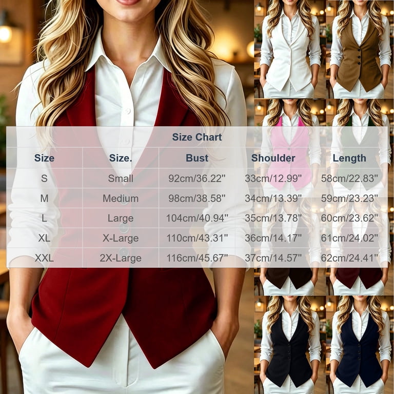 Valufy Women's Tailored Suit Vest, Button Down V-Neck Sleeveless ...