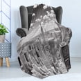 thumbnail image 4 of New York Soft Flannel Fleece Throw Blanket, NYC over Manhattan from Top of Skyscrapers Urban Global Culture City Panorama, Cozy Plush for Indoor and Outdoor Use, 60" x 80", Grey, by Ambesonne, 4 of 5