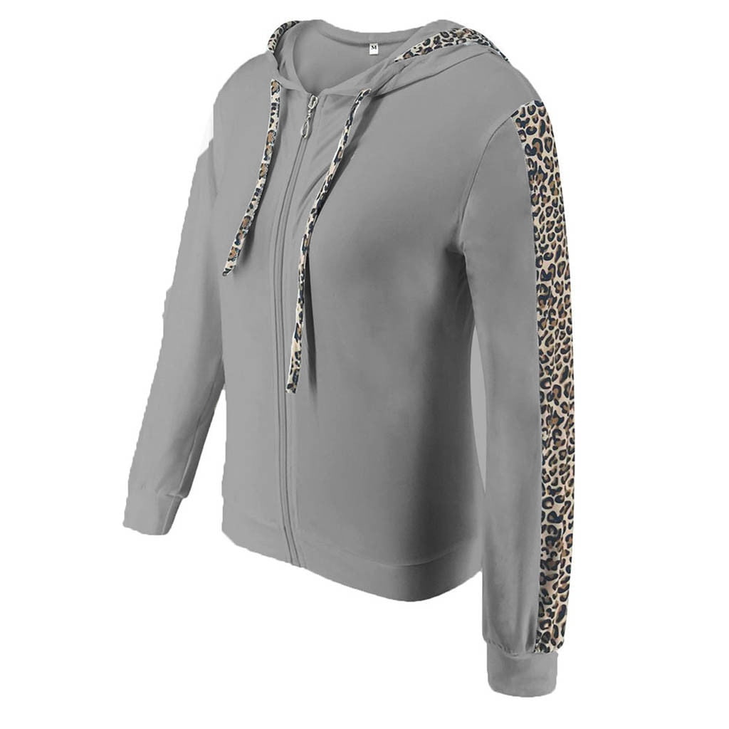 Womens Plus Size Sweatsuits Sets S-5X Zip-Up Hoodie Long Sleeve Sweatshirts Jackets Joggers Pants 2 Piece Leopard Printed Tracksuits Outfits