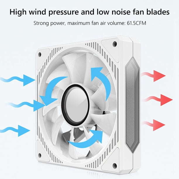 PC Radiador 5V 3PIN ARGB 12V 4PIN PWM 120mm Luminous Case Fan (Blanco positivo) Tmvgtek Para estrenar