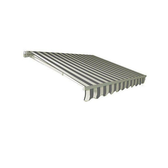 Awntech 8' x 6.5' California Manual Patio Retractable Awning, Gray/White Stripe