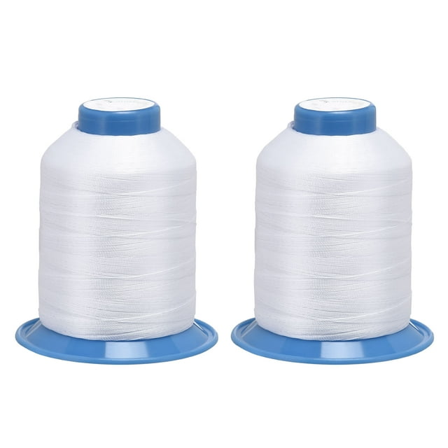 Unique Bargains 1968 Yards 150D/0.25mm Extra Strong Bonded Polyester Threads (White, 2 Pack)