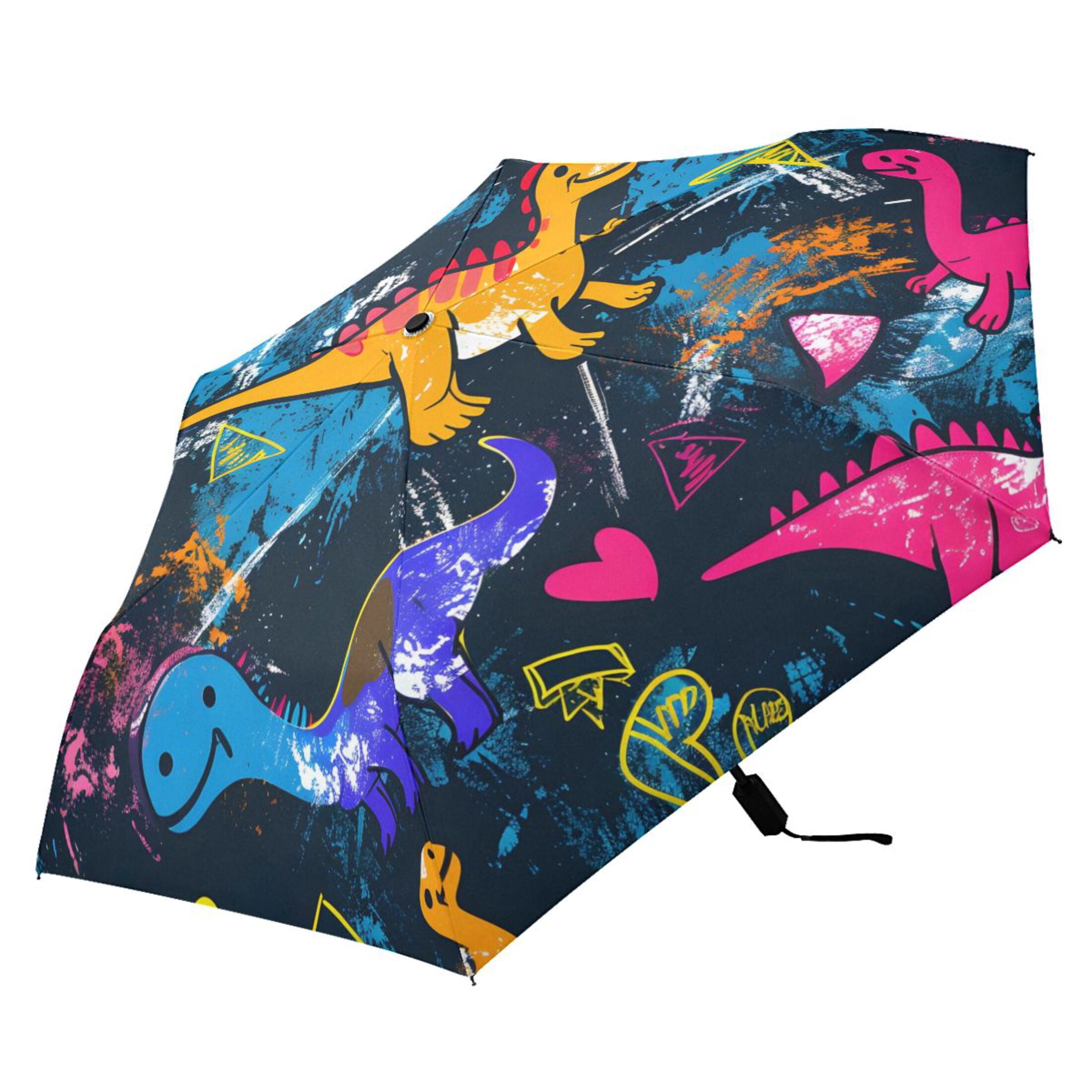 Fun Colorful Dinosaurs Compact Sun Umbrella Windproof Travel Umbrellas for Rain Strong Portable UV Protection