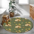 thumbnail image 3 of Easter Bunny Round Area Rug 3.3Ft Washable Circle Rugs for Dining Room Table, Spring Yellow Flowers Country Plants Green Non-Slip Carpet Floor Mats Indoor Outdoor Carpet Runner Aesthetic Home Decor, 3 of 8