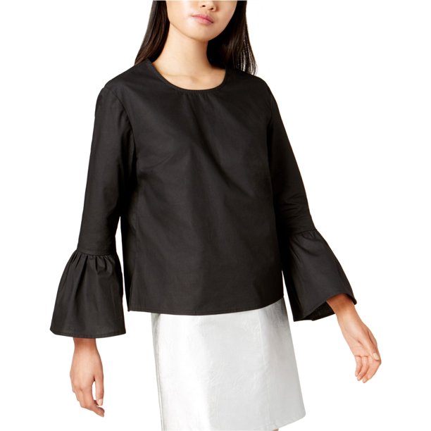 Blusa de punto con mangas acampanadas para mujer Glam, negra, pequeña