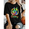 thumbnail image 1 of Camiseta para mujer con estampado "Guirnalda de manos de Bieber", estilo retro sencillo, informal y cómoda, deportiva, de manga corta y cuello redondo., 1 of 6