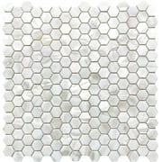 Art3d Hexagon White with Seams 12 in. x 12 in. Mother of Pearl Tile (1-Pack)