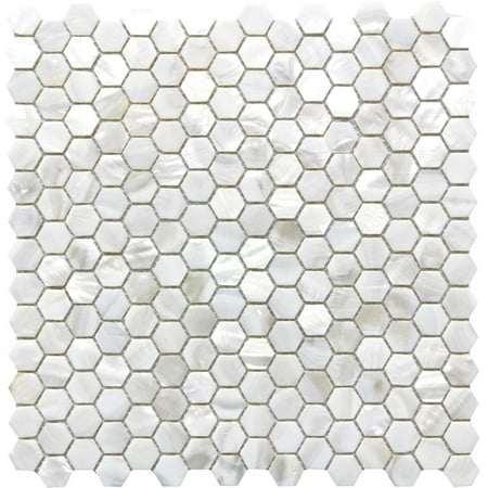Art3d Hexagon White with Seams 12 in. x 12 in. Mother of Pearl Tile (1-Pack)