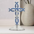 thumbnail image 4 of Figura de cruz de pie, estatua de cruz para la encimera de la chimenea de Acción de Gracias Azul plateado, 4 of 9