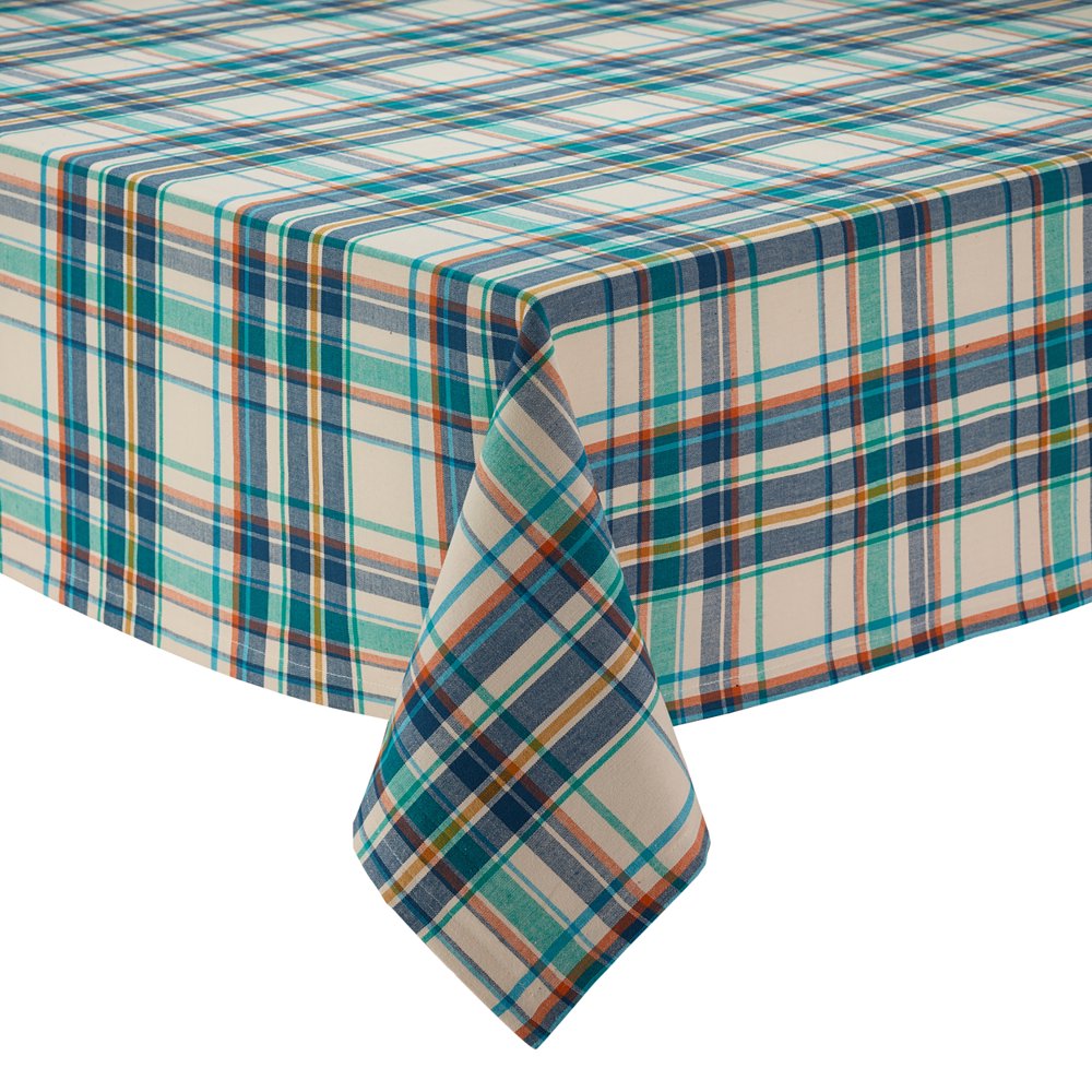 52" Blue and White Square Cotton Tablecloth