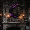 thumbnail image 5 of AZXY Halloween Wreath for Front Door, Half Moon Gothic Wreath with Black Cat Silhouette Purple Hydrangea Black Roses, Artificial Halloween Decor Indoor Outdoor for Window Home Bedroom Party Decor, 5 of 5