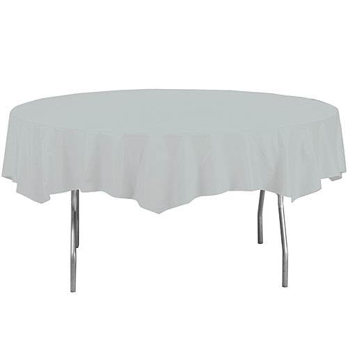 Silver Round Plastic Table Covers, Silver Round Tablecloth Plastic