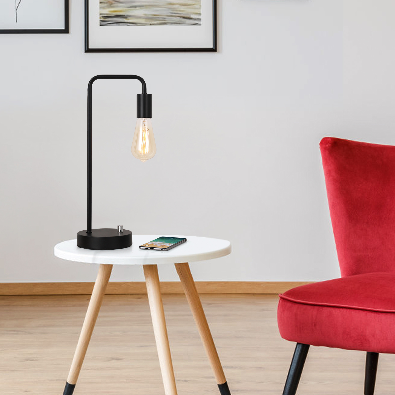 Desk Lamp for Bedroom Bedside lamp, modern lamp for living room Reading office(black)no bulb