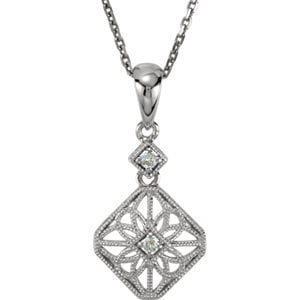 Jewels By Lux 925 Sterling Silver .06 CTW Diamond 18 Necklace