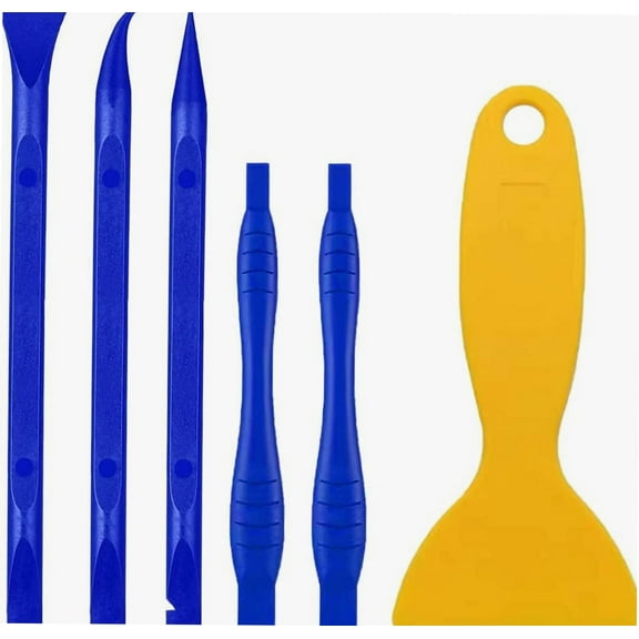 6PCS Carbon Fiber Plastic Scraper, Non-Scratch Small Plastic Scraper Tool, Slim Scraper Pen Scratch Off tool for Lottery Tickets, Paint Scraper Label Remover Tool for Cleaning, Dirt (Blue)