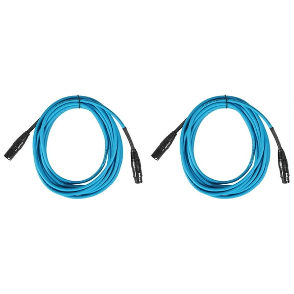 (2) Rockville RCXFM20E-Blue 20 Foot Female to Male XLR Mic Cables 100% Copper