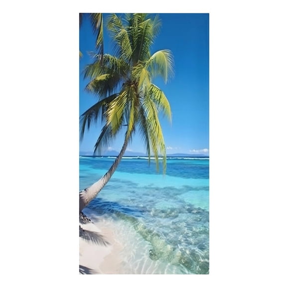 RKSupls Palm Tree Beach Blue Water Tropical Microfiber Beach Towel Absorbent Compact Towels for Swimming Pool Beach Travel Things for Vacation Essentials Adult Gift,61.4×30.3Inch