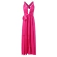thumbnail image 4 of Sngxgn Womens Square Neck Dress Long Sleeve Side Slit Flare Mini Dresses(Hot Pink,L), 4 of 6