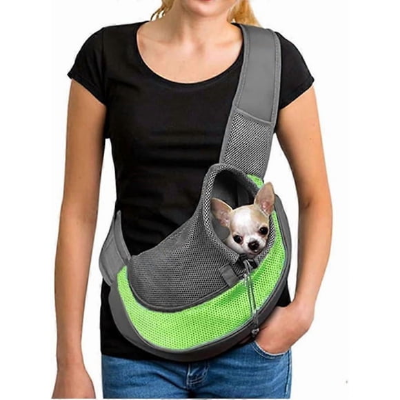 Pet Dog Sling Carrier,Cat and Dog Travel Portable Diagonal Straddle Shoulder Bag,with Adjustable Strap Below 10lb for Dogs Cats (Green)