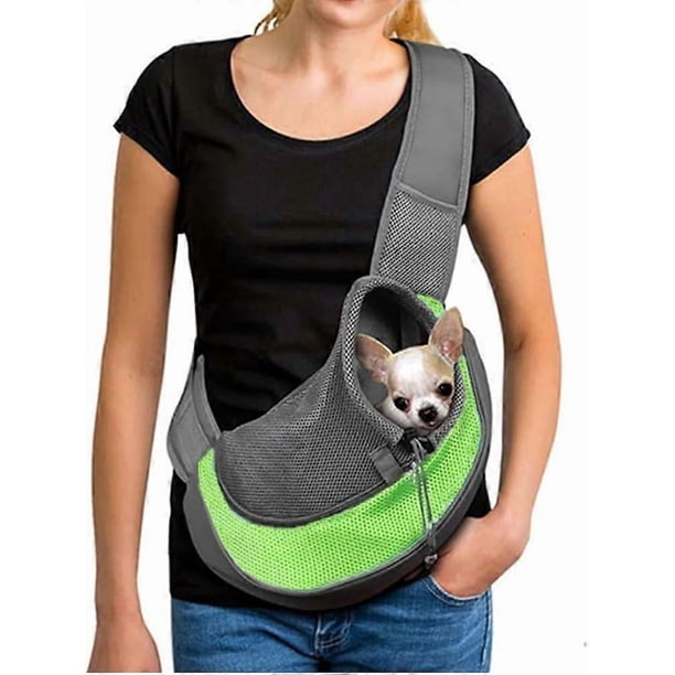 Pet Dog Sling Carrier,Cat and Dog Travel Portable Diagonal Straddle Shoulder Bag,with Adjustable Strap Below 10lb for Dogs Cats (Green)