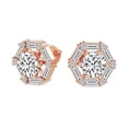 thumbnail image 2 of Lab Grown Diamond Fashion Earrings | 1 Carat IGI Certified Baguette & Round Shape | Rafflesia Flower Fashion Lab Diamond Stud Earrings | 14K Rose Gold&nbsp; FG-VS Quality, 2 of 5
