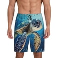 thumbnail image 2 of Rocae Watercolor Turtle for Men's Soft Sleep Pajama Shorts, Waistband and Pockets, 2 of 9