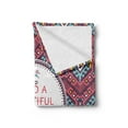 thumbnail image 2 of Tribal Soft Flannel Fleece Throw Blanket, Hipster Tribal Pattern Geometric Elements Typographic Text, Cozy Plush for Indoor and Outdoor Use, 50" x 60", Dark Coral Turquoise, by Ambesonne, 2 of 5