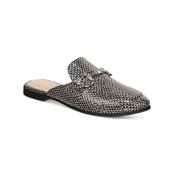 ALFANI Womens Gray Printed Bit-Buckle Hardware Padded Garlend Round Toe Slip On Mules 5 M