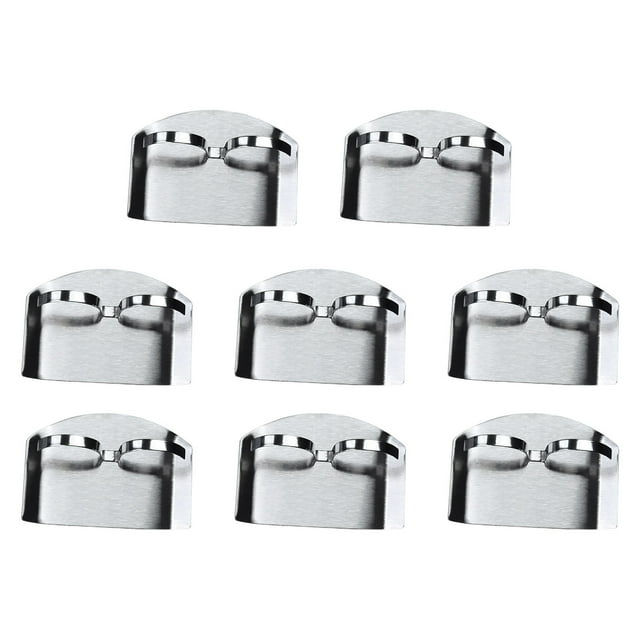 Stainless Steel Finger Guard for Cutting - Adjustable Open-Loop Design for Left & Right Handed Users - Kitchen Knife Finger Protector for Safe Slicing, Dicing & Food Preparation - 8 Pcs
