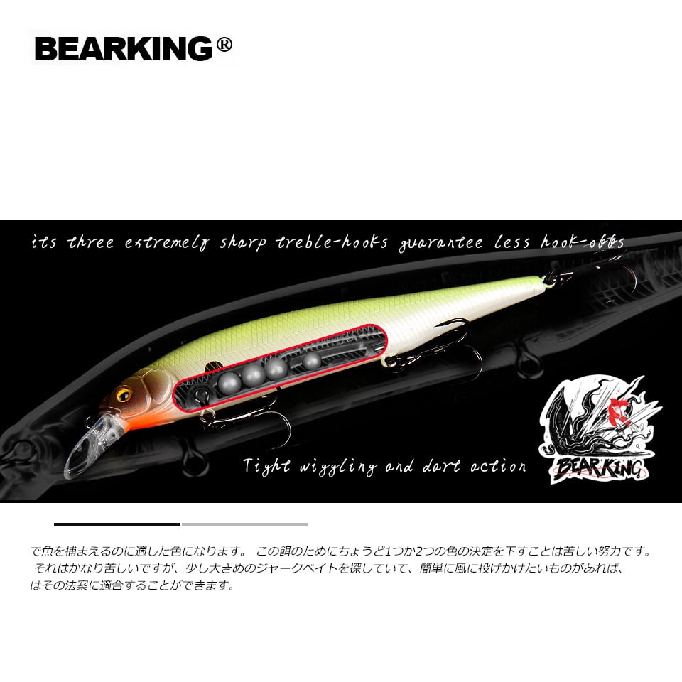 3PCS BEARKING 115mm 15g  Weight System Top Fishing Lures Minnow Crank Wobbler Quality Fishing Tackle Hooks For Fishing
