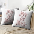thumbnail image 3 of LALILO Throw Pillow Covers Mr And Mrs And Mrs Brush Pen Lettering Bride And Groom Rose Gold Foil Invitation Banner Set of 2 Square 18 x 18 Inch Pillowcase, 3 of 5