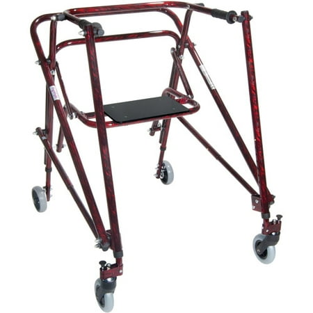 Drive Medical Nimbo Rehab Lightweight Posterior Posture Walker with Seat, Adult, Flame Red
