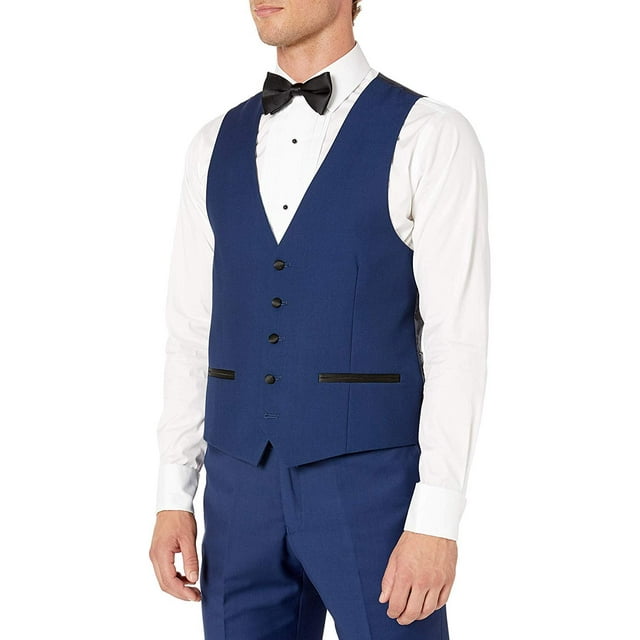 Adam Baker by Statement Men's Single Breasted Three Piece Shawl Collar Tuxedo - Sapphire Contrast - 56R