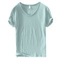 thumbnail image 2 of Joernso Summer Men Thin Breathable T-shirt V-neck Short Sleeve Solid Color Casual Basic Tees Casual Bottoms Pullover Tops, 2 of 8