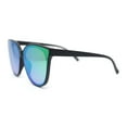 thumbnail image 3 of Womens Color Mirror Inset Lens Oversized Cat Eye Horn Rim Retro Sunglasses Matte Black - Green Mirror, 3 of 4