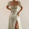 thumbnail image 1 of Nuevo vestido transfronterizo con estampado Floral para mujer, estilo francés, sin espalda, ajustado, con cuello Halter, largo hasta la rodilla, manga corta, cintura imperio, 1 of 5