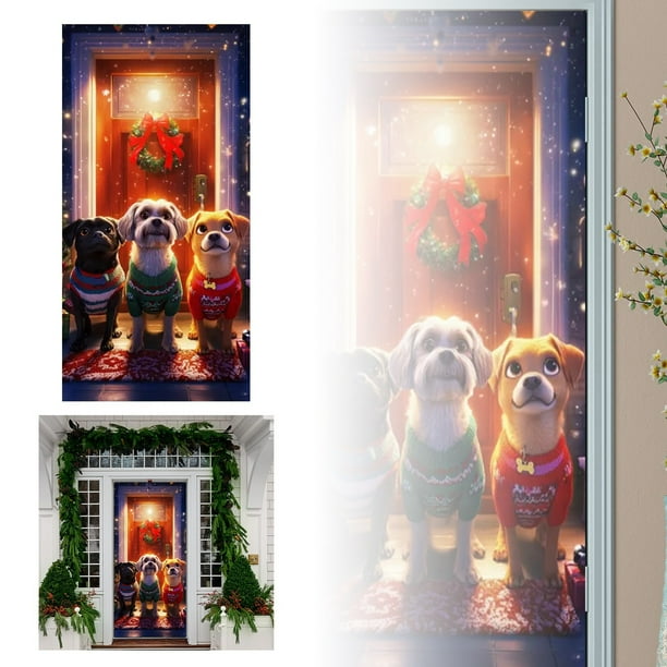 Cortina para puerta navideña, cubierta para puerta, tapiz decorativo, cortina para puerta de fiesta, tapiz para puerta, decoración para fiesta de Navidad