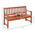 thumbnail image 3 of Outsunny Wooden Garden Bench with Pullout Middle Table for Lawn Coffee, 3 of 9