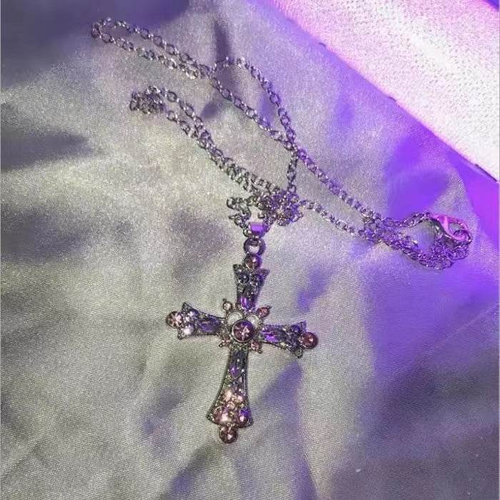 Wholesale y2k vintage style cross titanium steel plating 18k gold plated pendant  necklace - Nihaojewelry