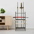thumbnail image 2 of Vertical Sword Display Stand - 10 Tier/5 Hole Wall Mount Sword Holder & Organizer, Sturdy Metal Rack for Katanas, Sabers, Daggers - Space-Saving Home Decor for Living Room, Bedroom, Study (Black), 2 of 24