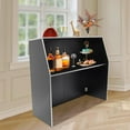 thumbnail image 5 of Portable Folding Event Bar, with Top and Middle Shelves Modern Freestanding Bar Cabinet, Foldable Storage Cabinet for Home Kitchen,Party, Events (Black), 5 of 7