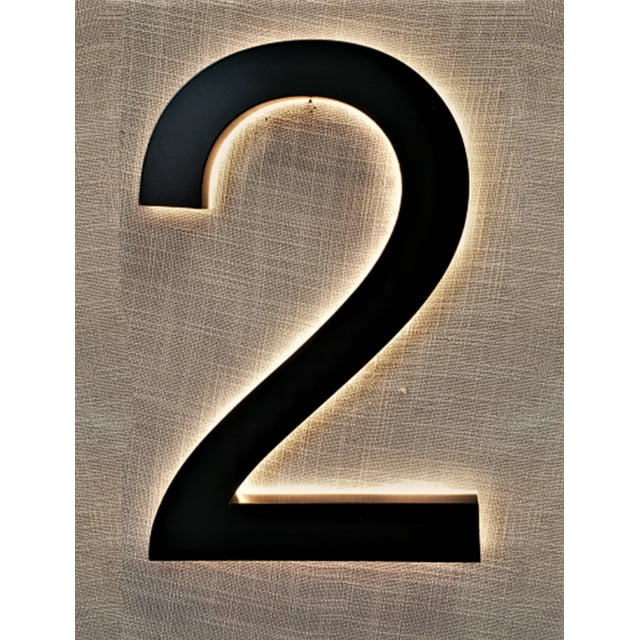8′′ Numéros de Maison Rétroéclairés Modernes, Prima Decorative Hardware 0–9 – Panneau d'Adresse Flottant à LED, Acier Inoxydable Résistant aux Intempéries avec Lumière Chaude, Métal Noir avec Acrylique Givré Blanc